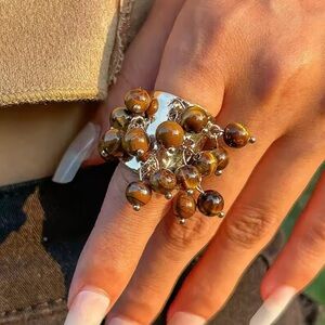 New! Anthro gold color brown pearl unique and adjustable size